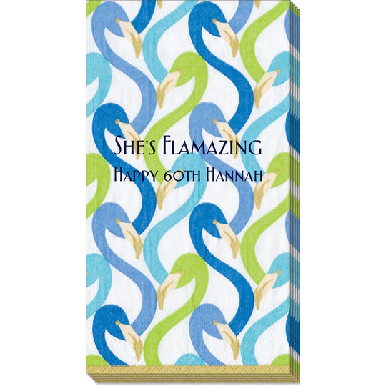 Blue Flamingo Flock Caspari Guest Towels